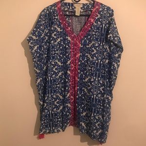 Caribbean Joe Blue & White Tunic/Coverup